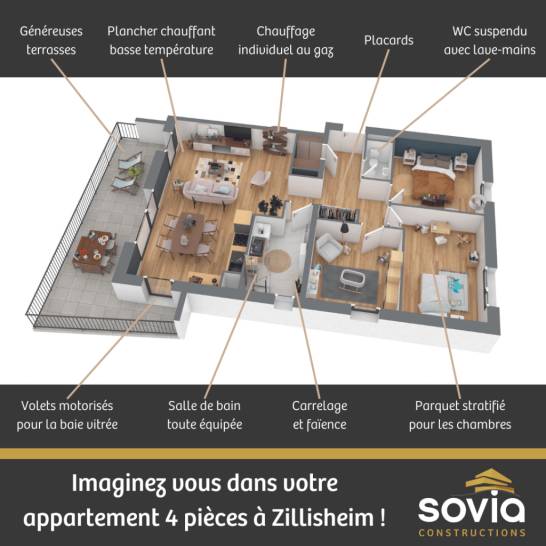 Un Appartement 4 Pièces en Plan 3D à Zillisheim Wintzenheim 0