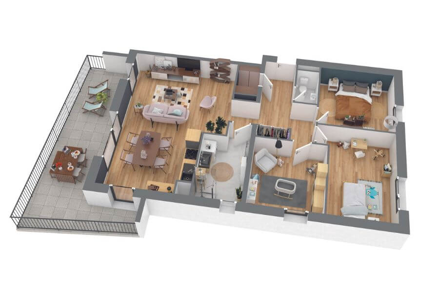 Un Appartement 4 Pièces en Plan 3D à Zillisheim Wintzenheim